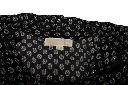 Michael Kors Studded Medallion Crushed Crepe Pajama Shirt in Black Polyester