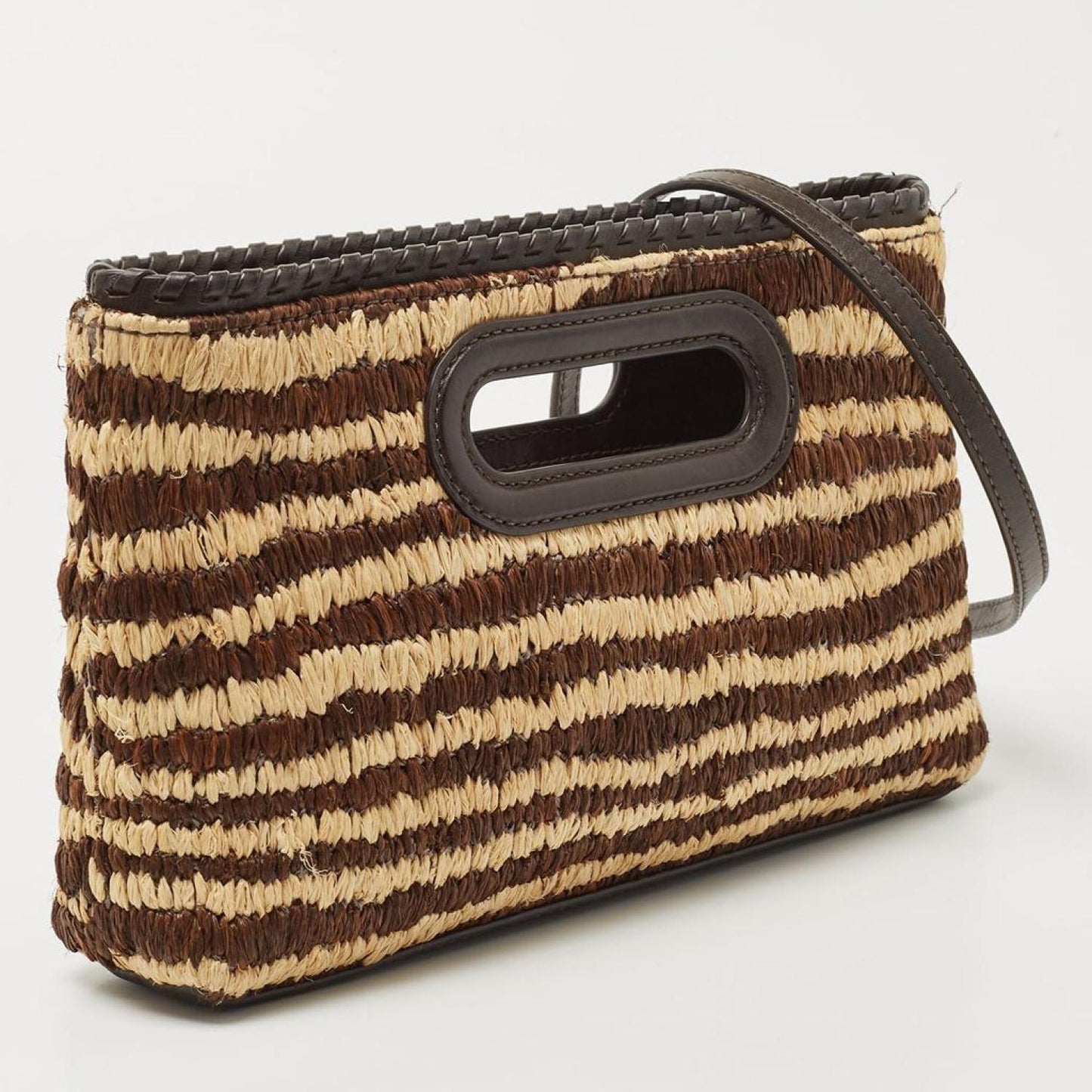 Michael Kors Tri Color Raffia And Leather Rosalie Clutch Bag