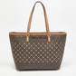 Michael Kors Brown Signature Coated Canvas And Leather Jet Set Violet Tote