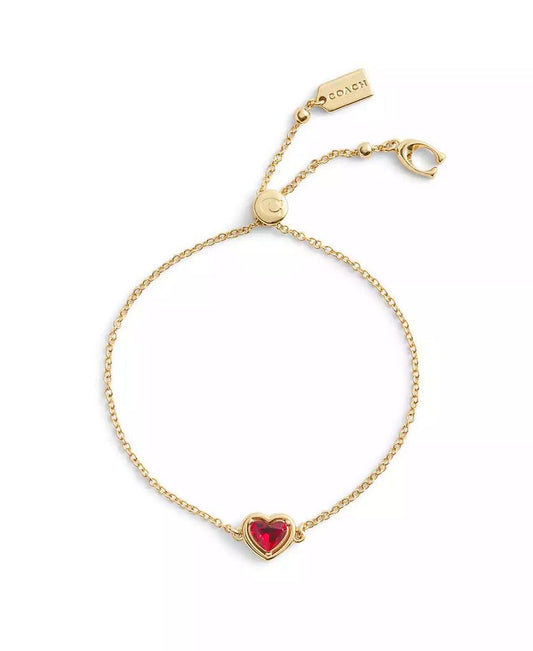 Faux Stone Halo Stone Heart Slider Bracelet