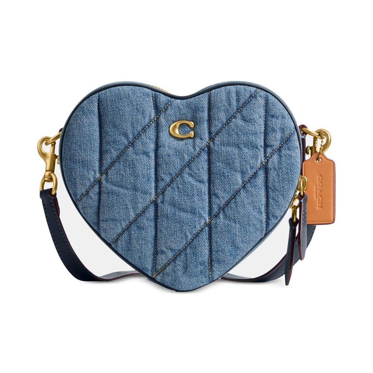 Quilted Denim Heart Crossbody