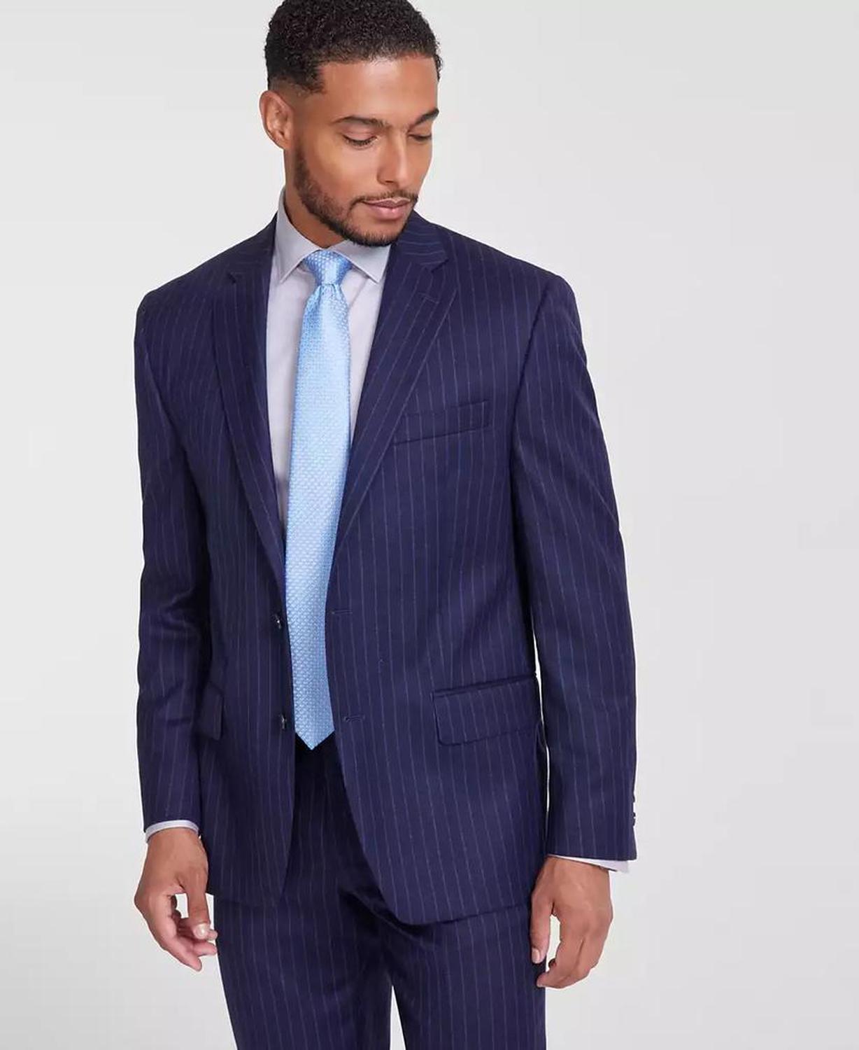 Men's Classic-Fit Pinstripe Wool-Blend Stretch Suit Separate Jacket