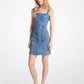 Logo Jacquard Stretch Denim Belted Dress