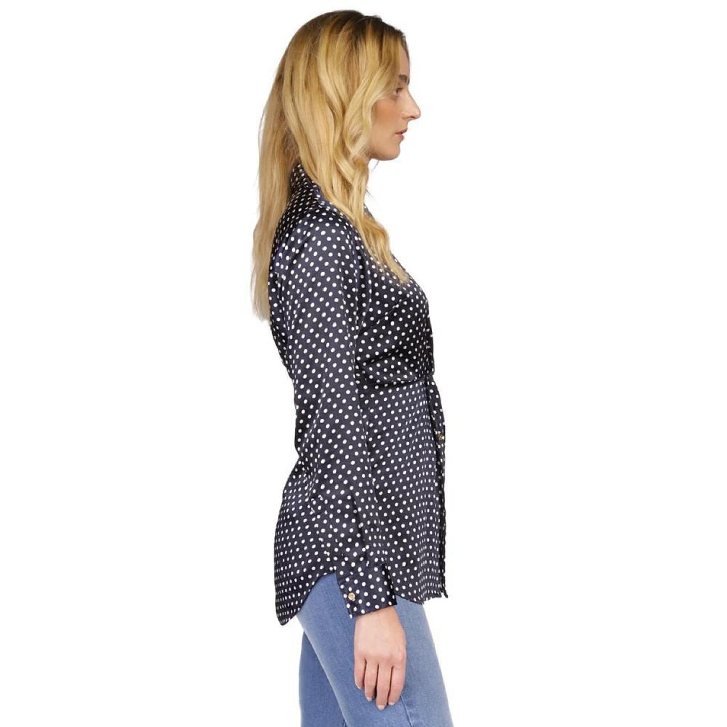 Women's Dot Print Button Front Top