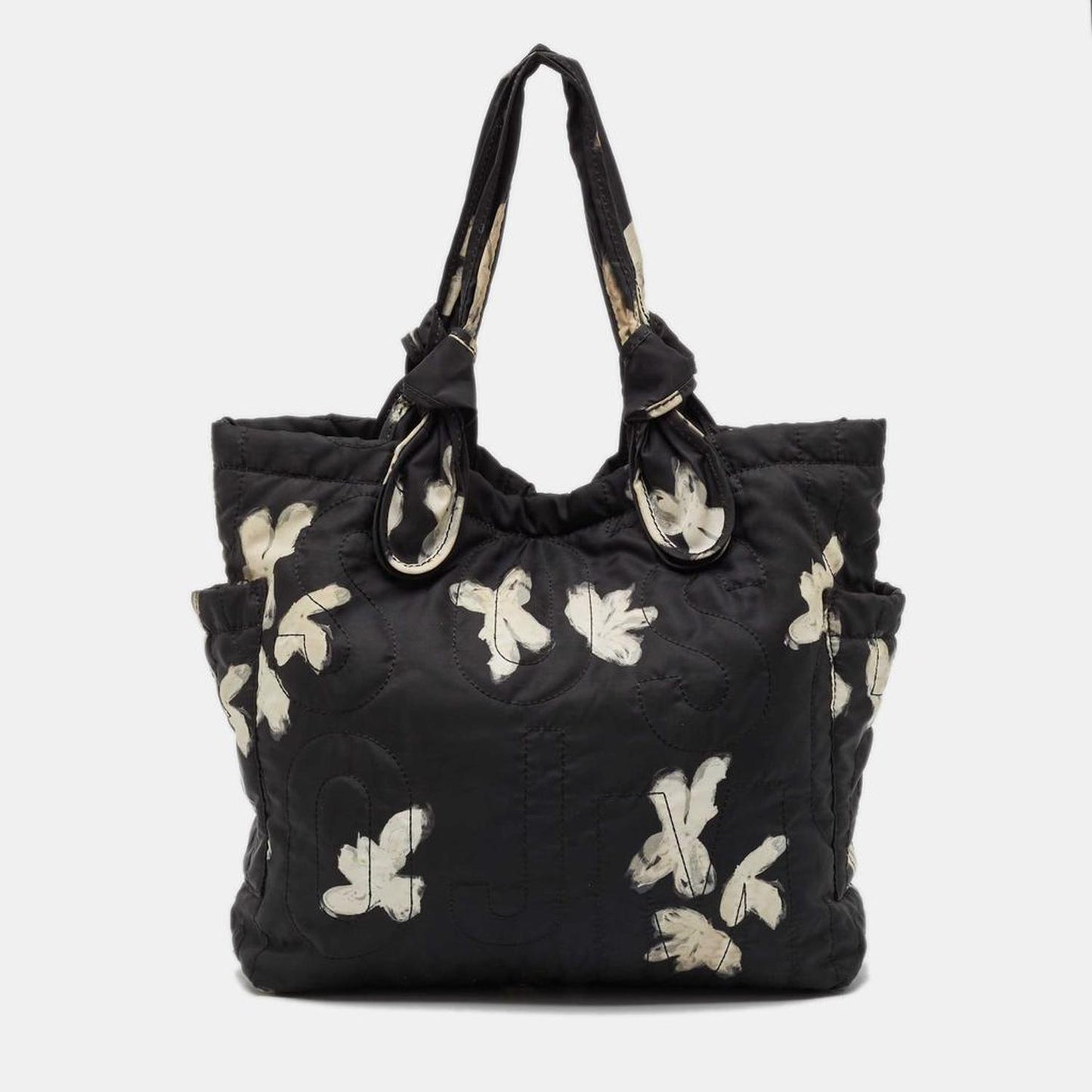 Marc By Marc Jacobs Black/white Nylon Floral Pretty Tate Tote