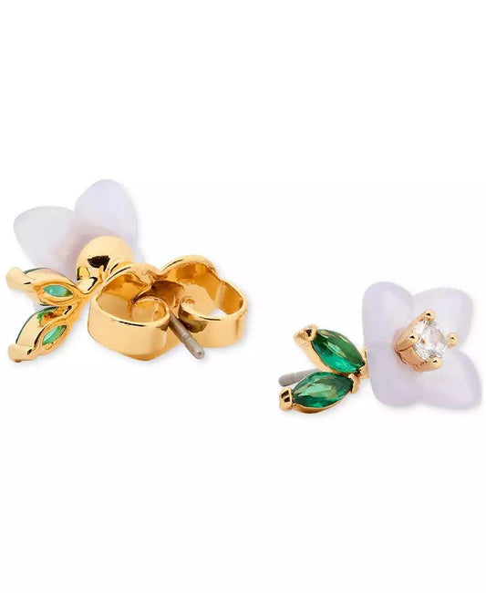 Bursting Blooms Gold-Tone Crystal Stud Earrings