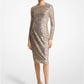 Sequined Stretch Tulle Sheath Dress