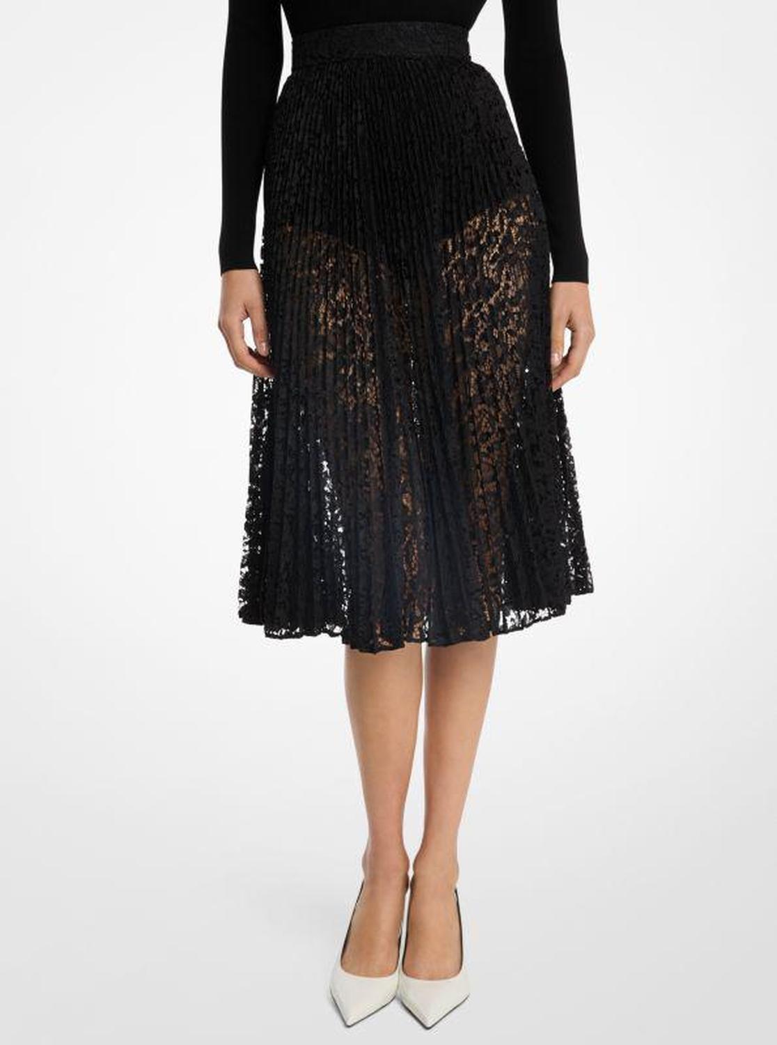 Floral Lace Pleated Skirt