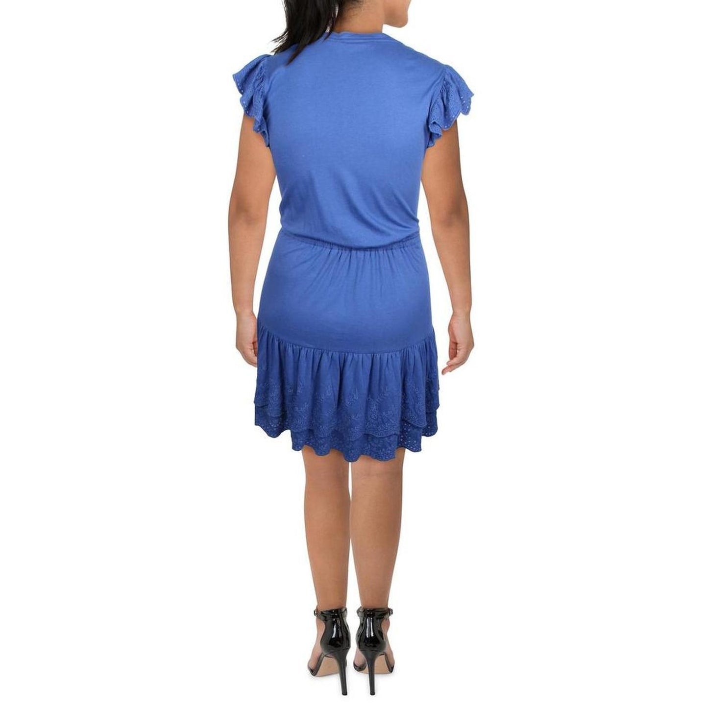 Womens Eyelet Knee-Length Midi Dress