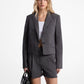 Frayed Stretch Tropical Wool Cropped Blazer