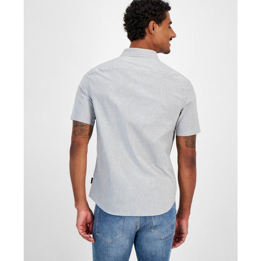 Men's Short Sleeve Button-Front Heathered Shirt