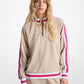 Logo Jacquard Knit Side-Snap Quarter-Zip Sweatshirt