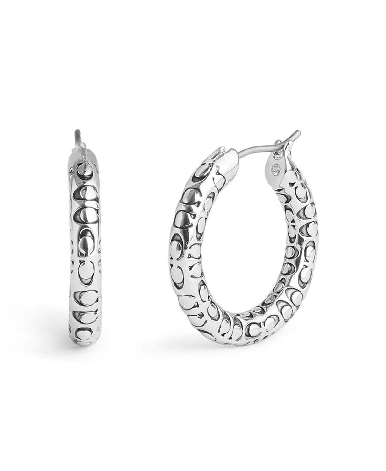 Faux Stone Signature Quilted Hoop Earrings