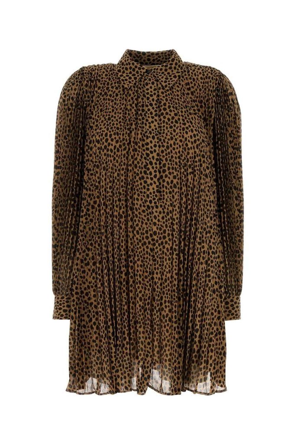 Michael Michael Kors Pleated Cheetah Print Georgette Dress