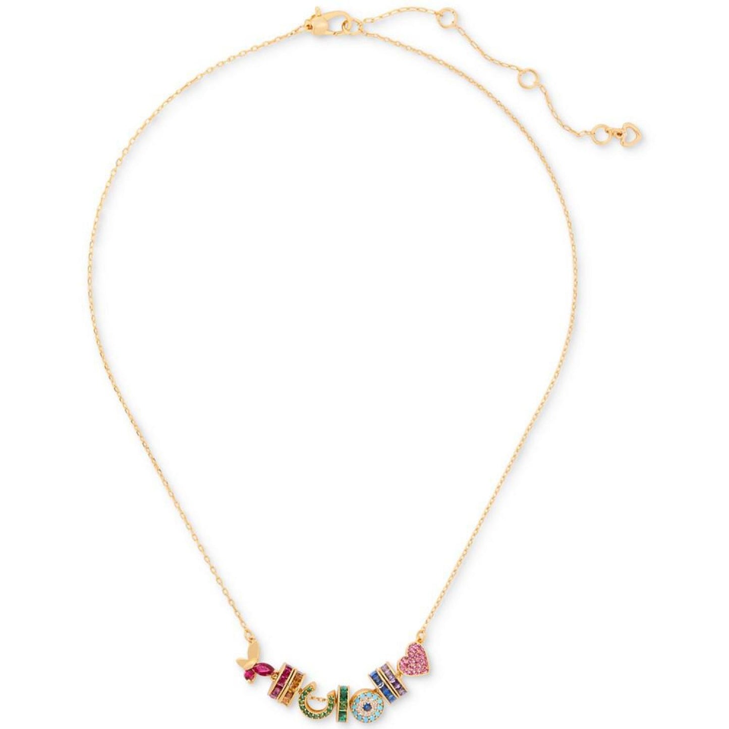 Gold-Tone Rainbow Joy Charm Necklace, 16" + 3" extender