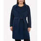 Women's Plus Size Belted Notched-Collar Wrap Coat