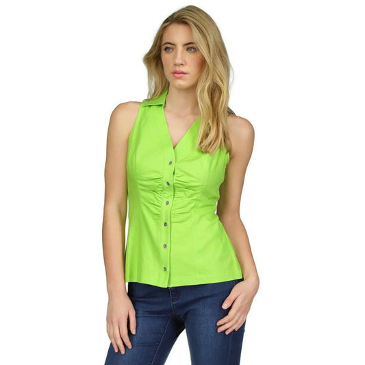 Women's Linen Sleeveless Button-Front Top