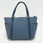 Blue Signature Coated Canvas And Leather Sullivan Satchel