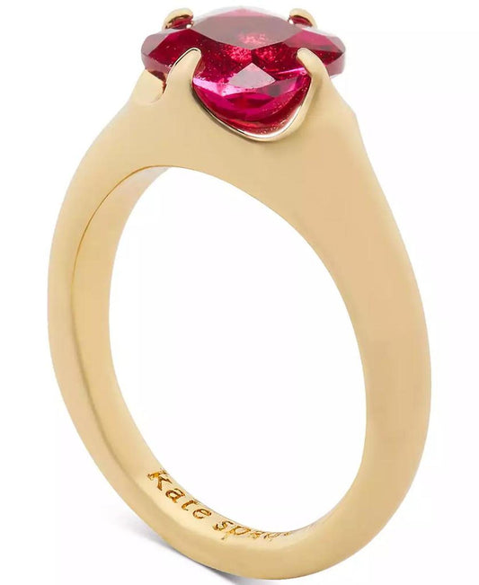 Gold-Tone Color Cubic Zirconia Solitaire Ring