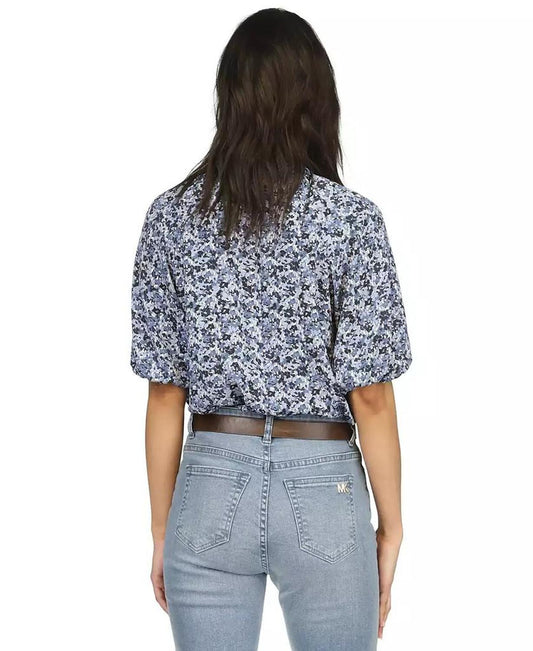 Women's Floral-Print Puff-Sleeve Top