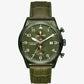 Oversized Panorama Olive-Tone and Crocodile Embossed Leather Watch