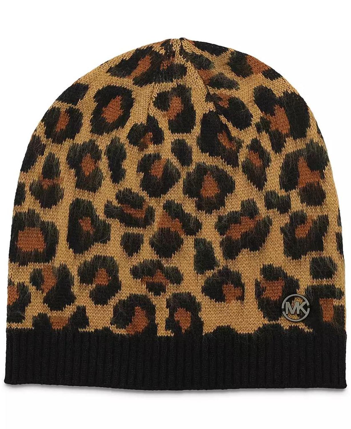 Women's Brushed Three Color Leopard Beanie