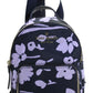 Womens Floral Print Zip Closure Backpack Navy Purple