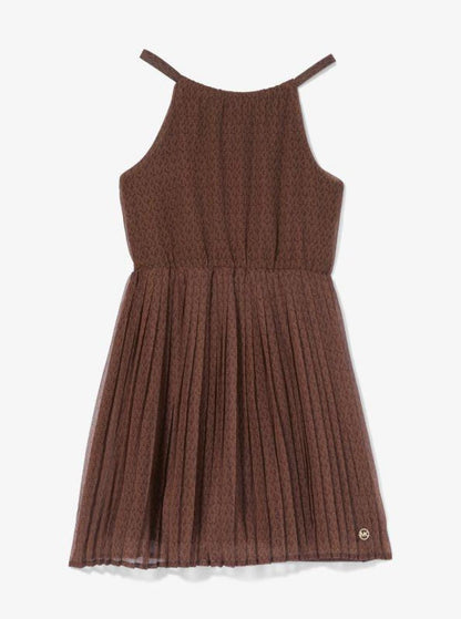 Signature Logo Print Pleated Dress