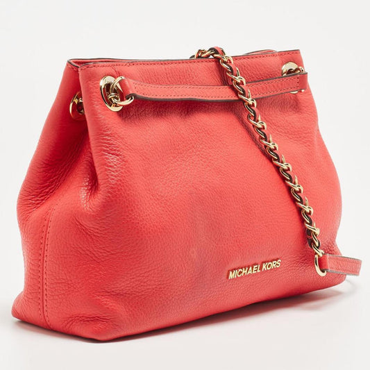 Michael Michael Kors Coral Leather Jet Set Chain Shoulder Bag