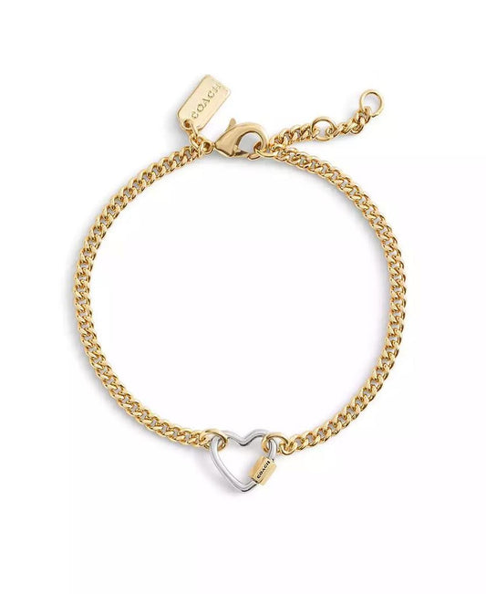 Two-Tone Signature Carabiner Heart Link Bracelet