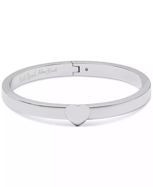 Silver-Tone Polished Heart Bangle Bracelet