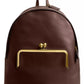 Leather Kisslock Large Frame Backpack