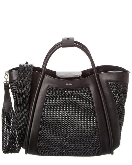 Max Mara Marinmm Straw & Leather Tote