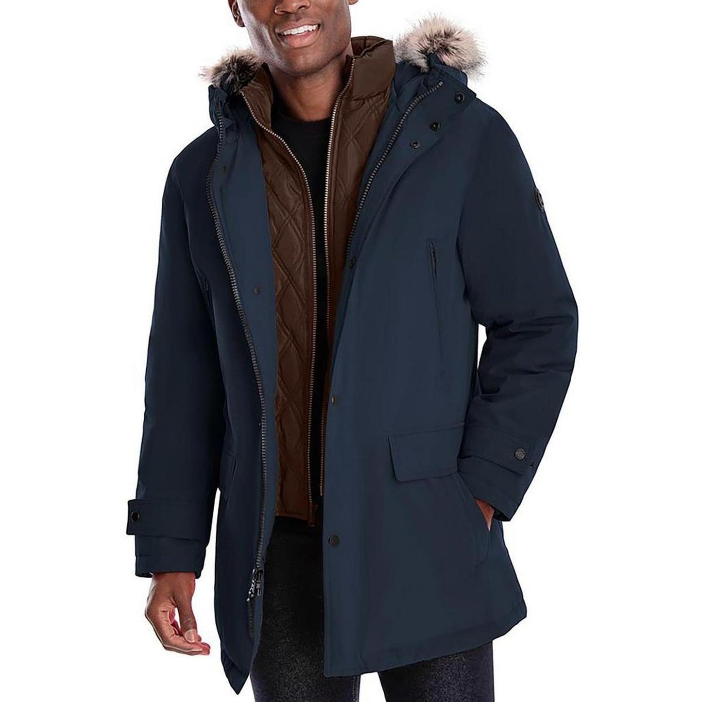 Mens 2-in-1 Polyester Parka Coat