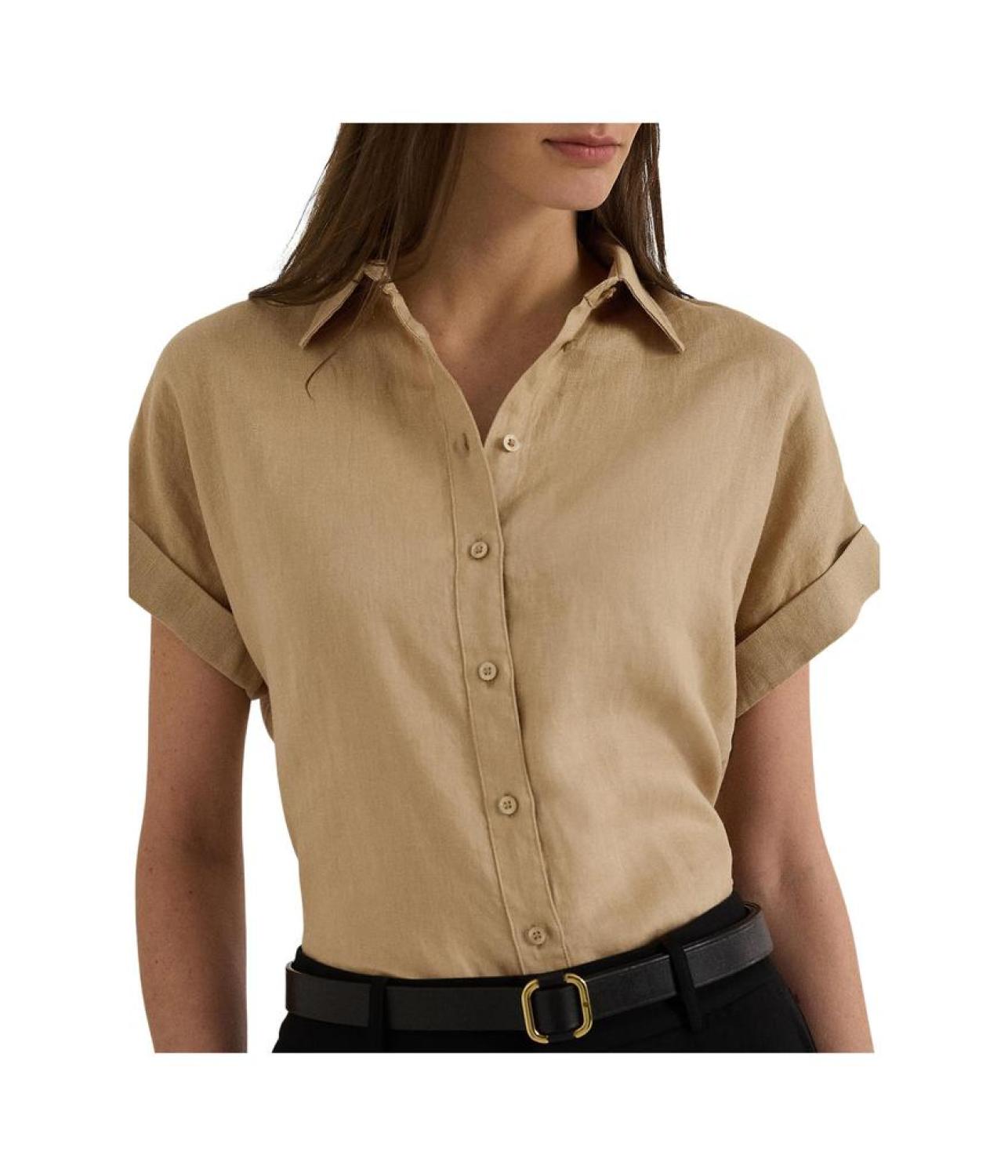 Petite Linen Short-Sleeve Shirt