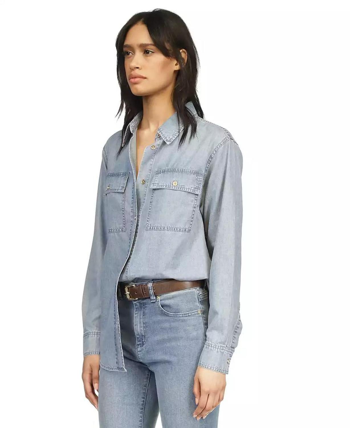 Women's Chambray Button-Front Top