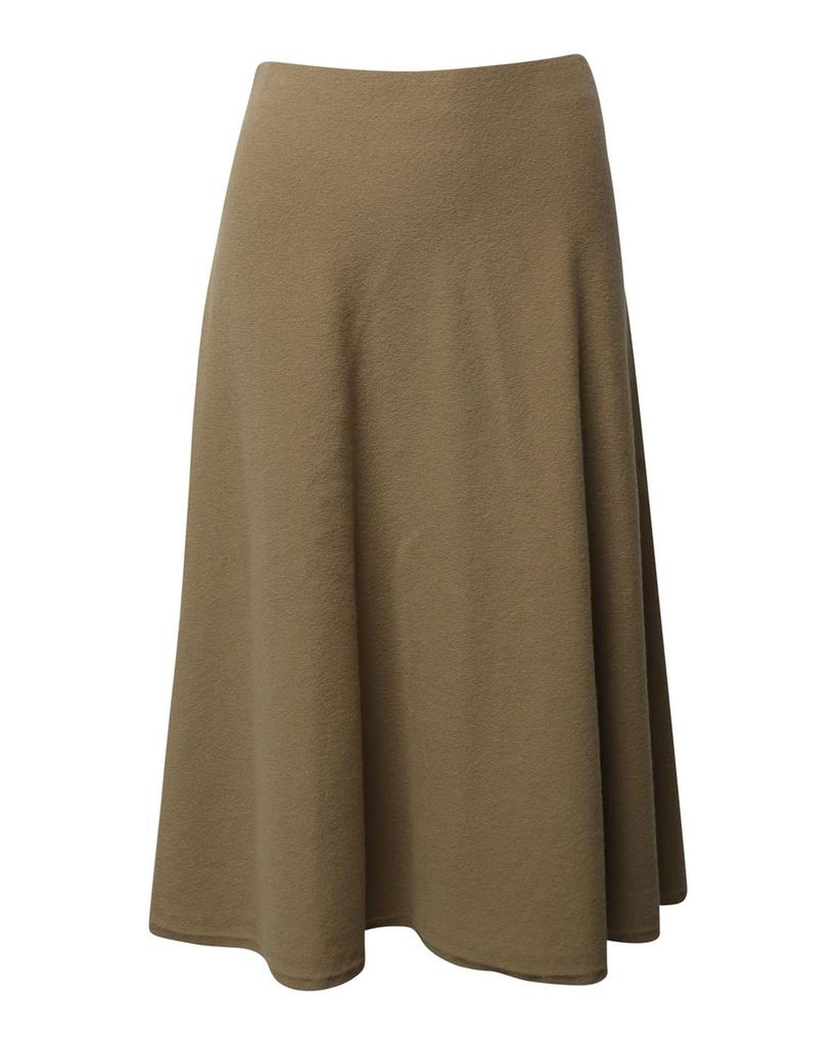 Max Mara Midi Skirt in Camel Lana Vergine