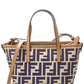 FENDI Mini Roll FF Jacquard Leather-Trim Tote