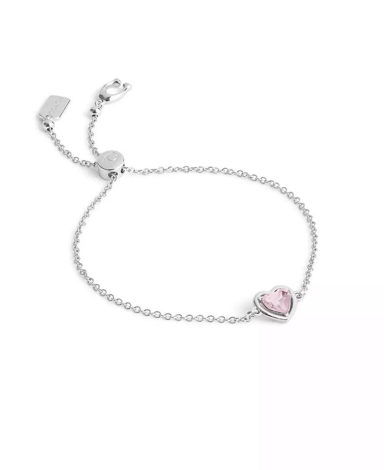 Faux Stone Halo Stone Heart Slider Bracelet