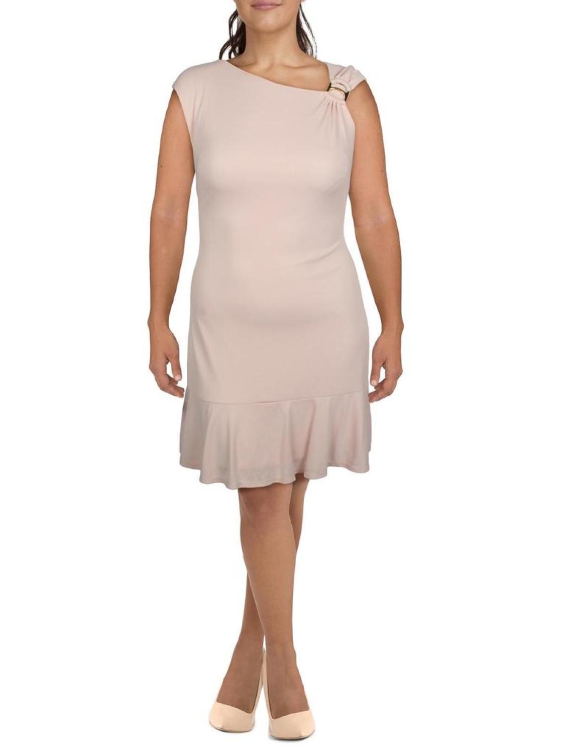 Womens Asymmetrical Knee-Length Shift Dress