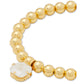 Gold-Tone Stone Charm Beaded Stretch Bracelet