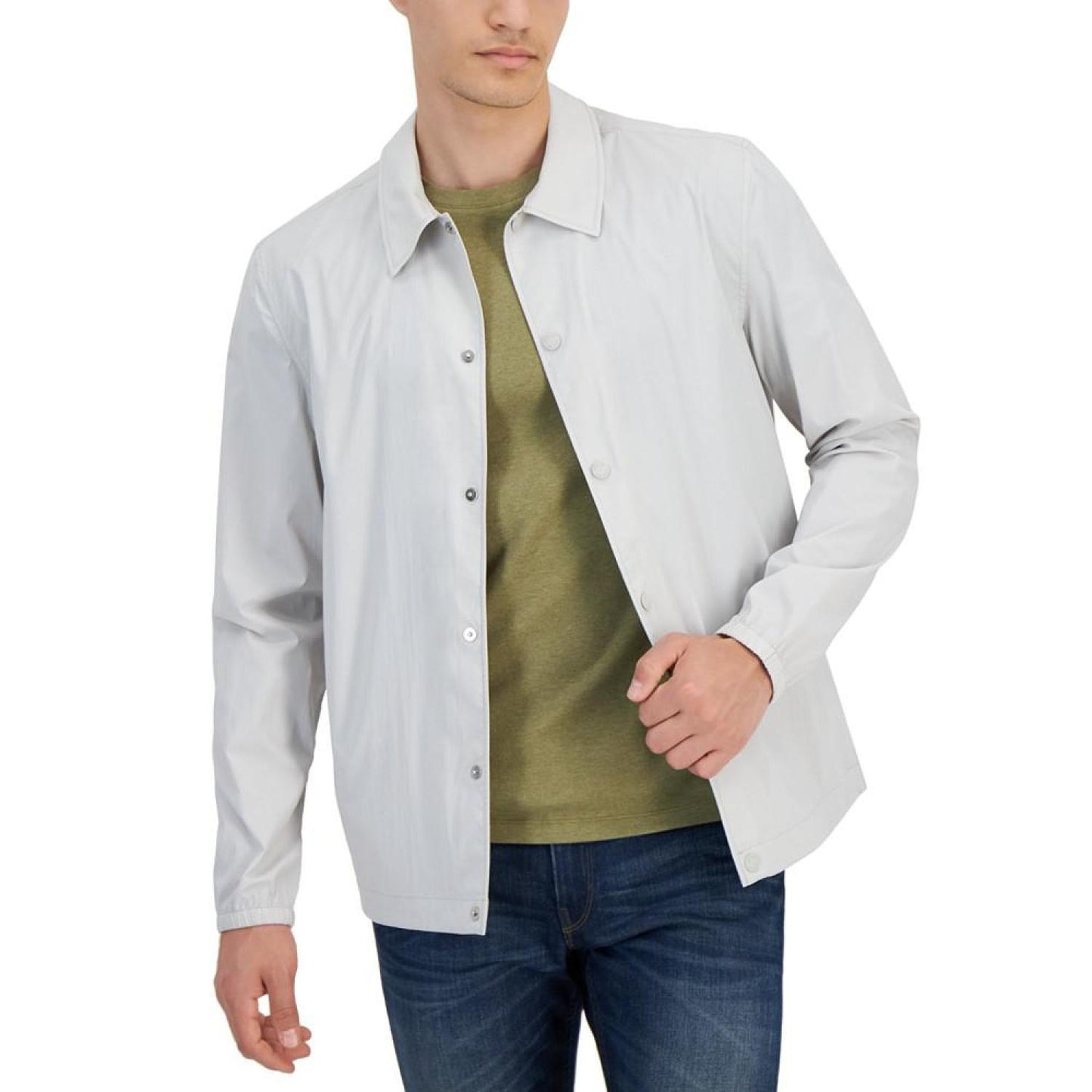 Men's Snap-Front Nylon Shirt Jacket