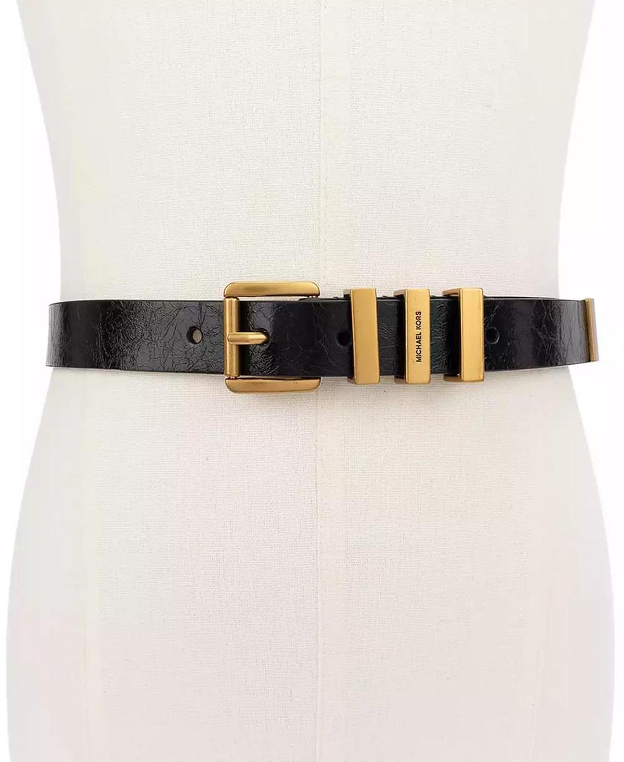 MICHAEL Women's Gold-Tone Leather Belt