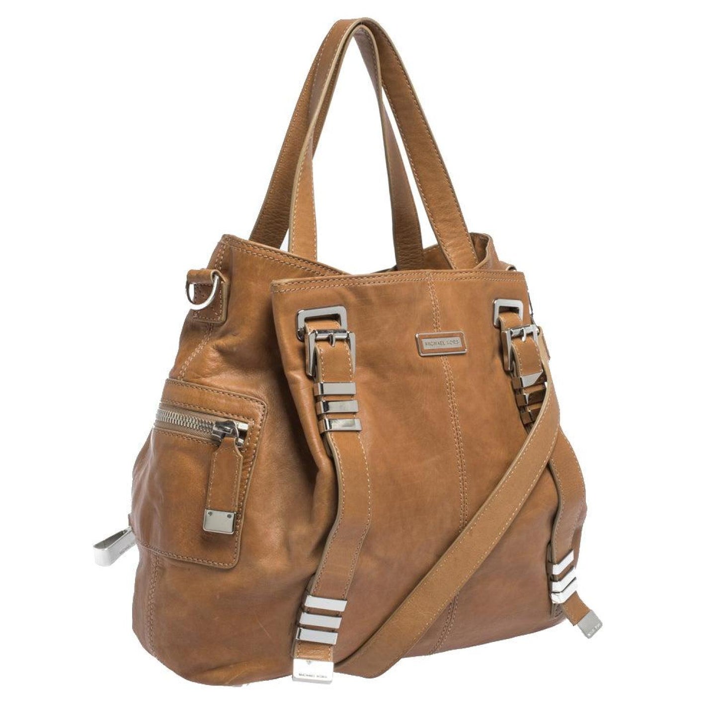 Michael Kors Tan Leather Buckle Strap Convertible Tote