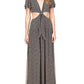 Womens Printed V Neck Maxi Dress