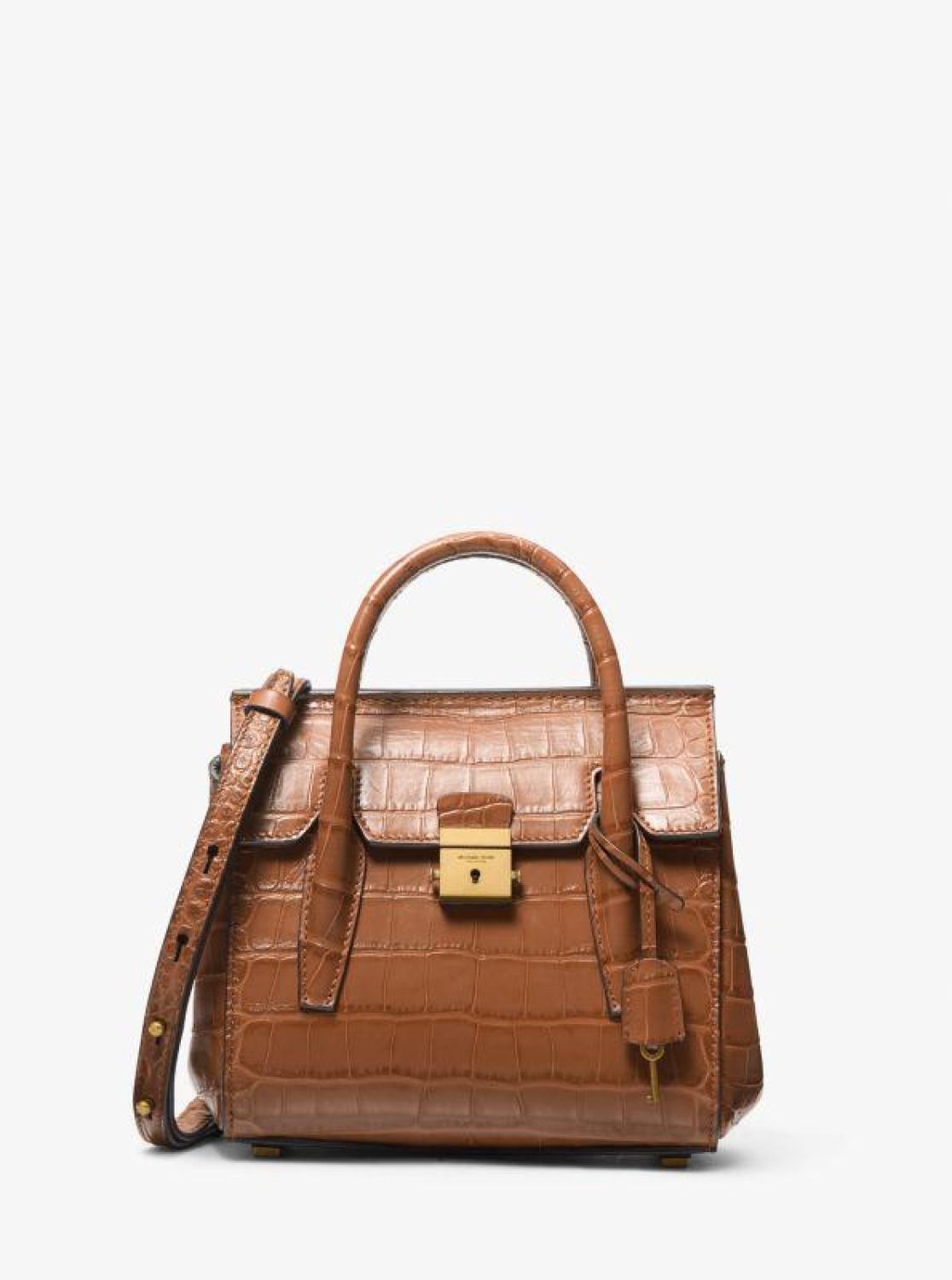 Campbell Mini Crocodile Embossed Leather Satchel