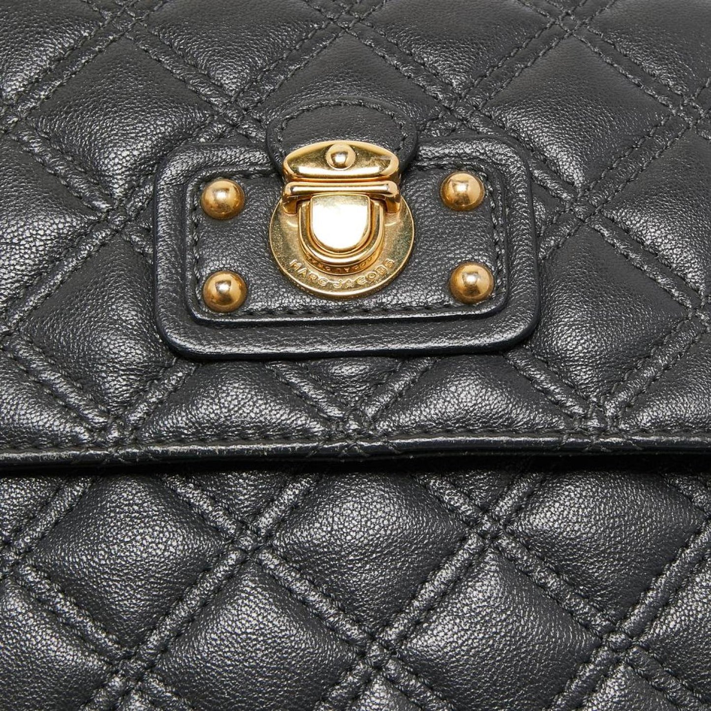 Marc Jacobs Dark Quilted Leather Flap Shoulder Bag