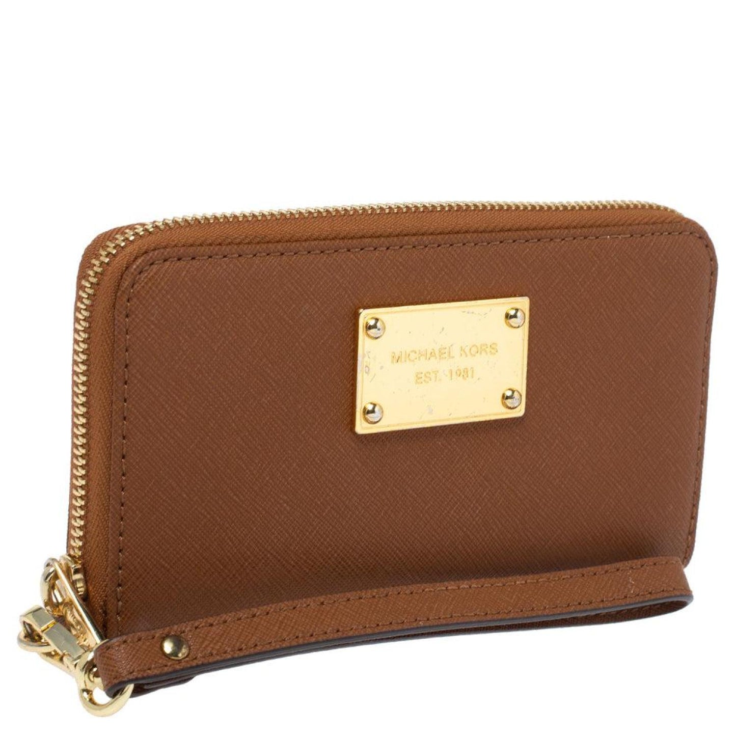 Michael Kors Leather Jet Set Zip Around Wristlet Wallet