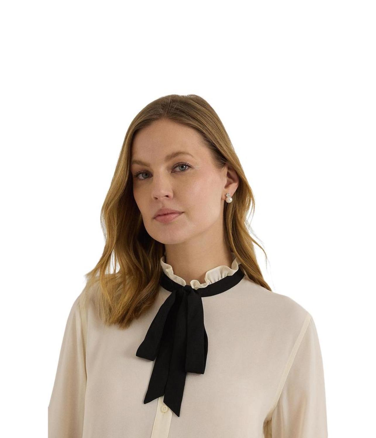 Classic Fit Georgette Tie-Neck Shirt