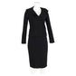 Shawl Collar Blazer and Midi Pencil Skirt Set in Black Wool